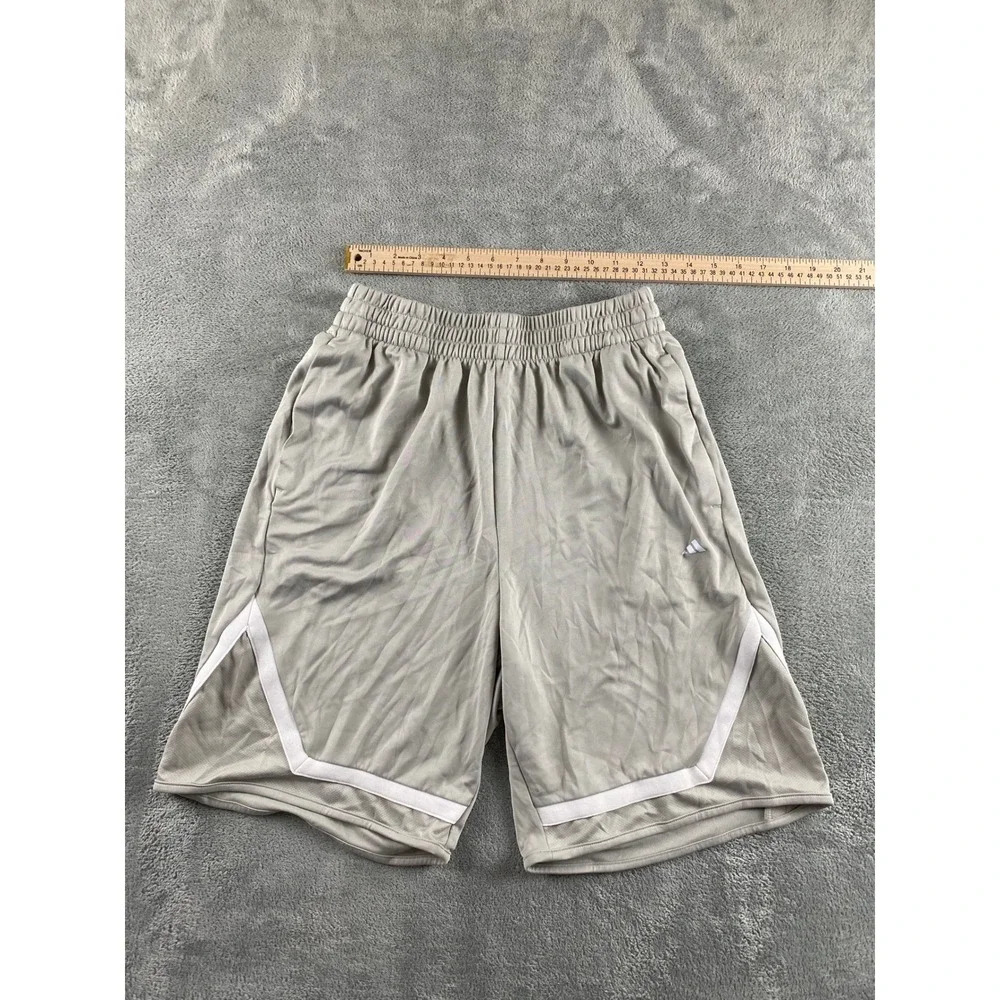 Adidas Mens Basketball Shorts Grey White 9 Inch Inseam Size Medium M 9